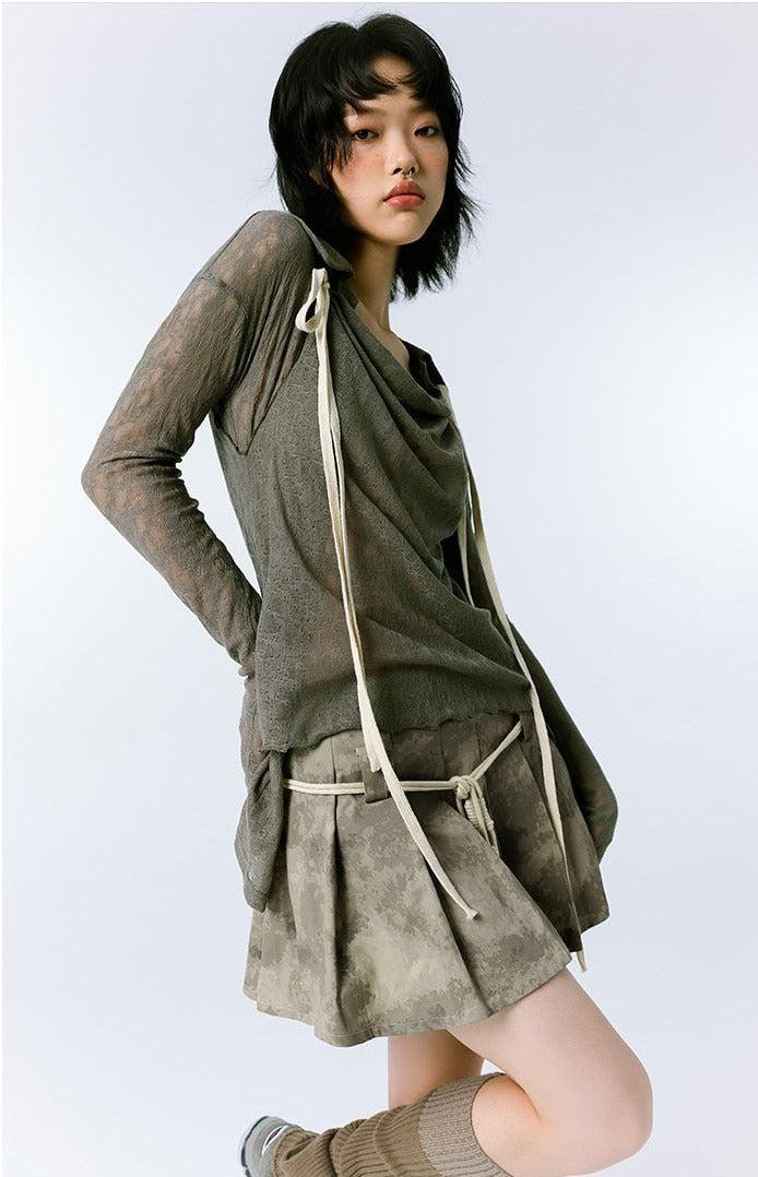 Y2K Grunge Asymmetric Long Sleeve Top