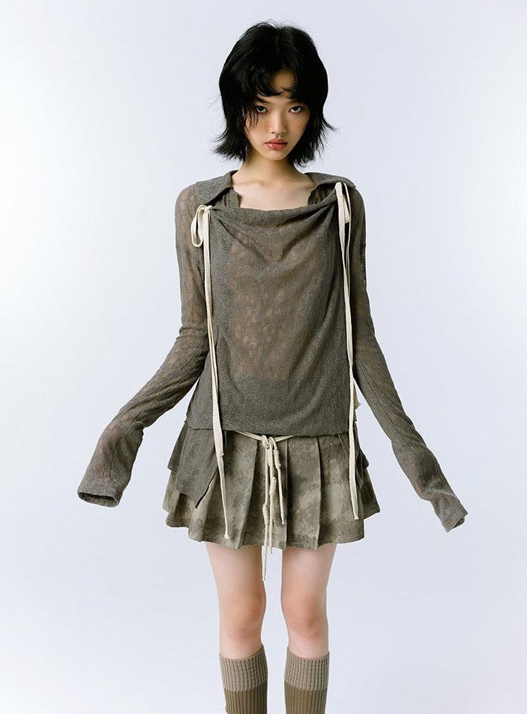 Y2K Grunge Asymmetric Long Sleeve Top
