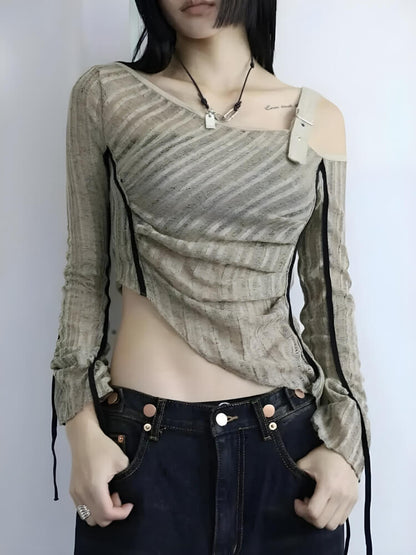 Y2K Grunge Asymmetrical Top