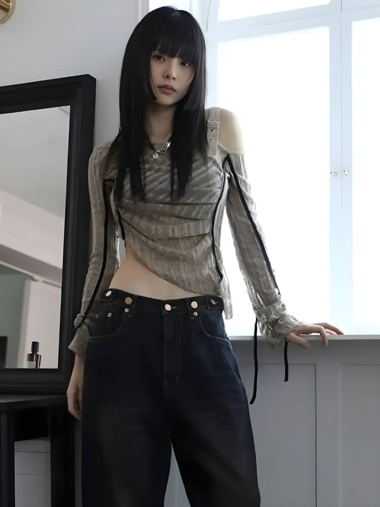Y2K Grunge Asymmetrical Top