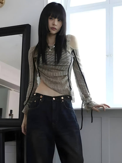 Y2K Grunge Asymmetrical Top