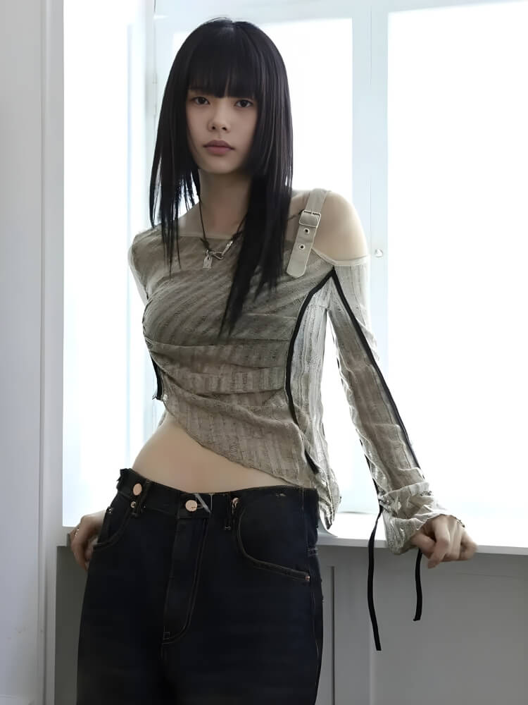 Y2K Grunge Asymmetrical Top