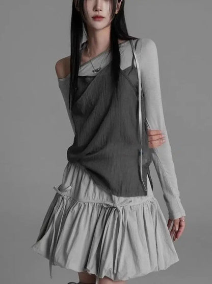 Y2K Grunge Bubble Mini Skirt