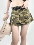 Grunge Camouflage Pleated Mini Skirt