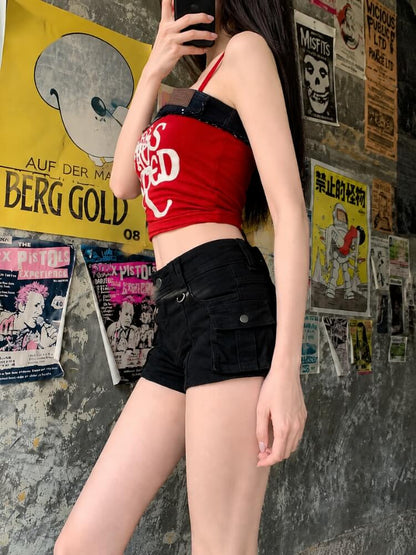 Y2K Grunge Cargo Mini Shorts