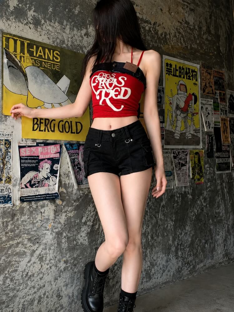 Y2K Grunge Cargo Mini Shorts