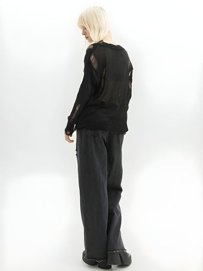 Y2K Grunge Cross Zip-Up Jeans