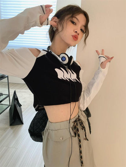 Y2K Grunge Cut-Out Crop Top
