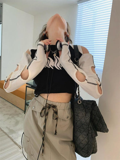 Y2K Grunge Cut-Out Crop Top