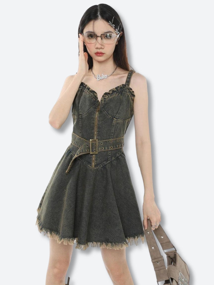 Y2K Grunge Denim Mini Dress