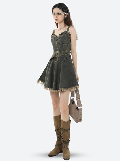 Y2K Grunge Denim Mini Dress