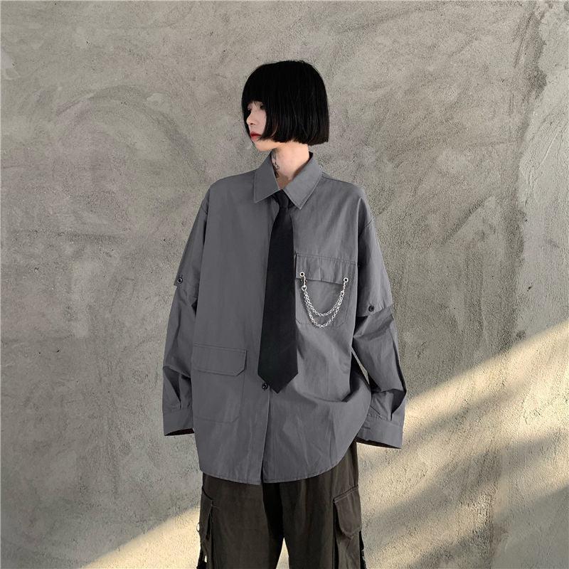 Y2K Grunge Detachable Sleeve Shirt