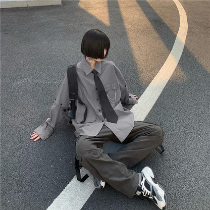 Y2K Grunge Detachable Sleeve Shirt