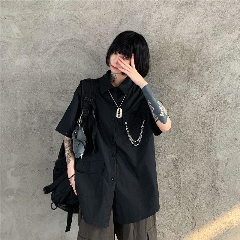 Y2K Grunge Detachable Sleeve Shirt