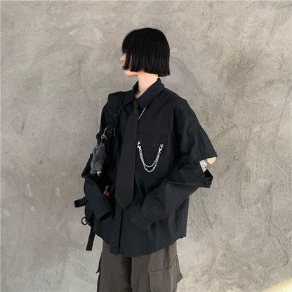Y2K Grunge Detachable Sleeve Shirt