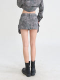 Grunge Distressed Cargo Mini Skirt
