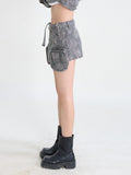 Grunge Distressed Cargo Mini Skirt