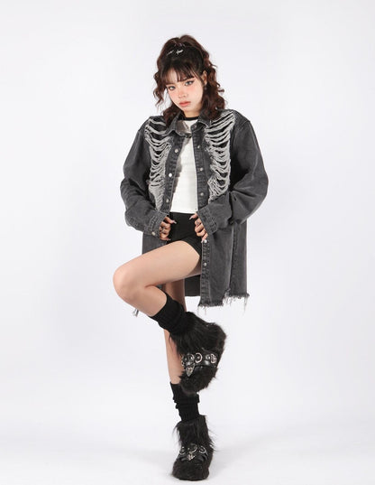 Y2K Grunge Distressed Denim Jacket