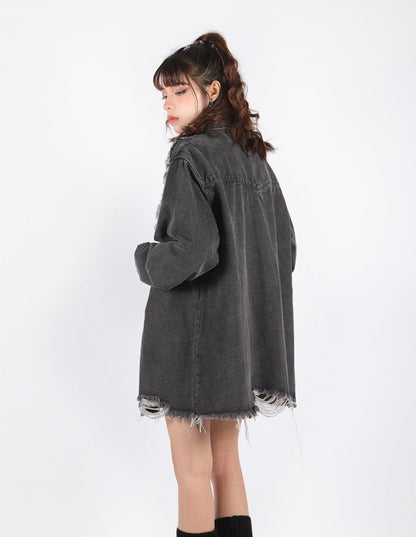 Y2K Grunge Distressed Denim Jacket