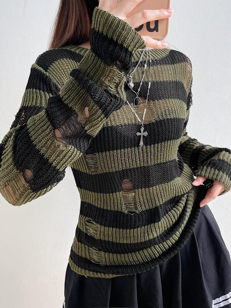 Y2K Grunge Distressed Sweater
