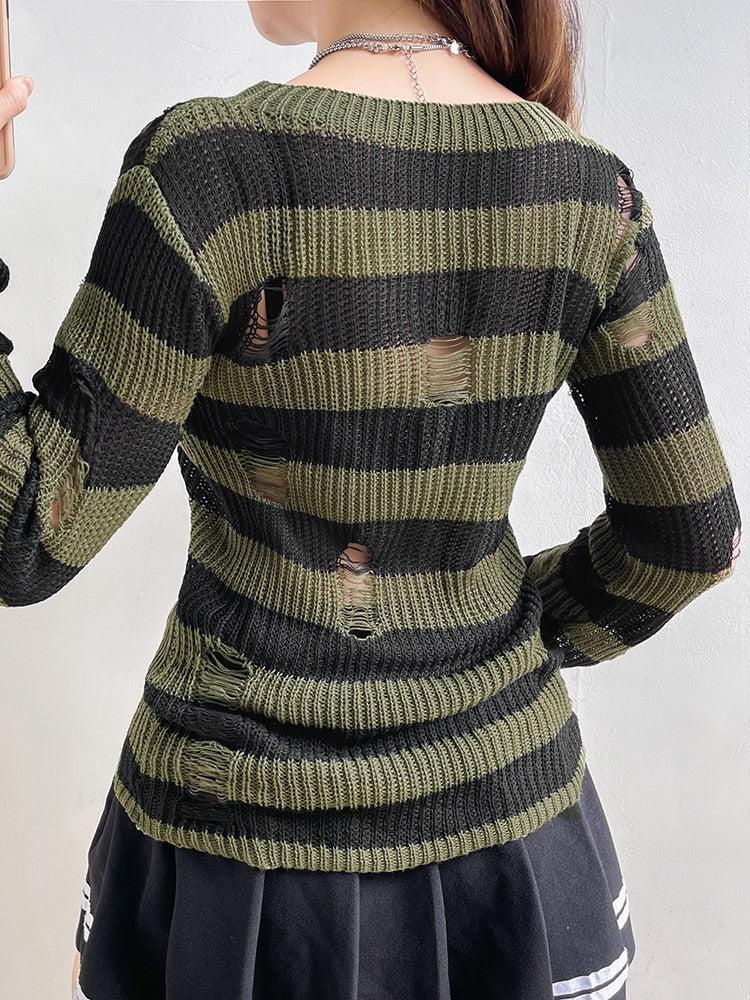Y2K Grunge Distressed Sweater