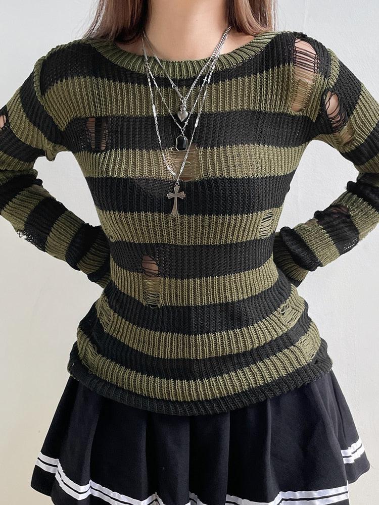 Y2K Grunge Distressed Sweater