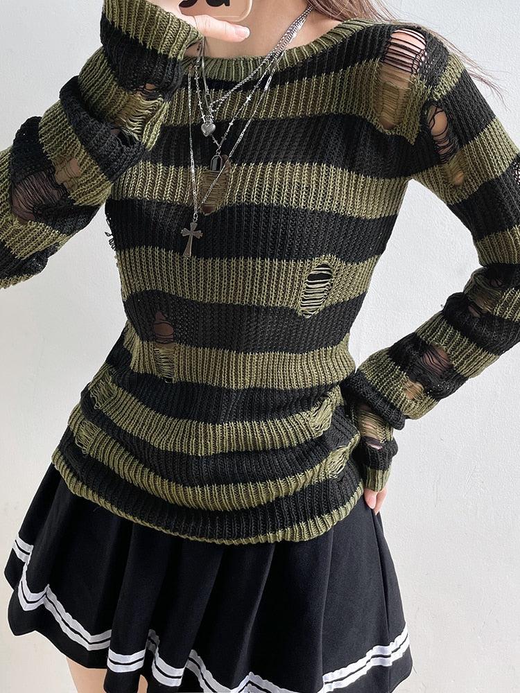 Y2K Grunge Distressed Sweater