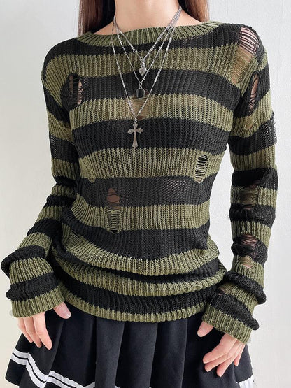 Y2K Grunge Distressed Sweater