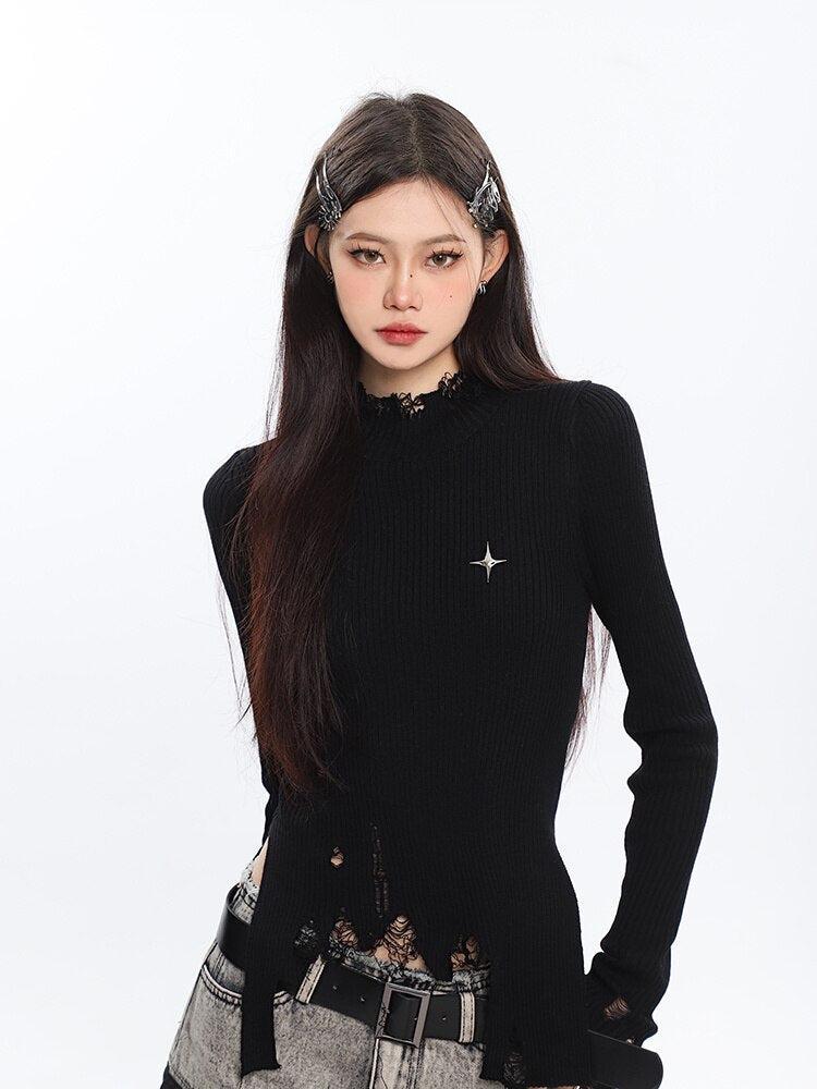 Y2K Grunge Distressed Sweater