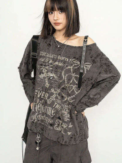 Y2K Grunge Distressed Top