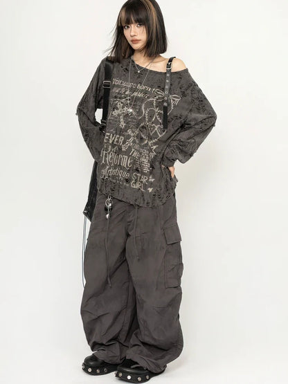 Y2K Grunge Distressed Top