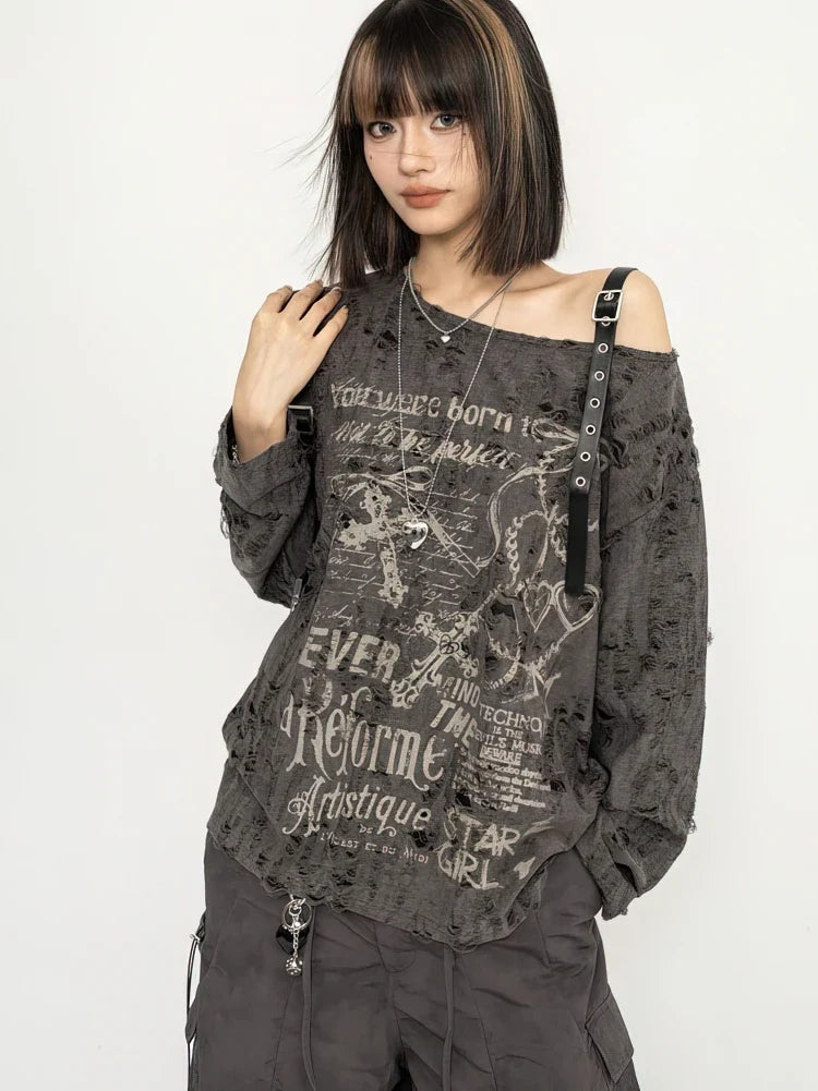 Y2K Grunge Distressed Top