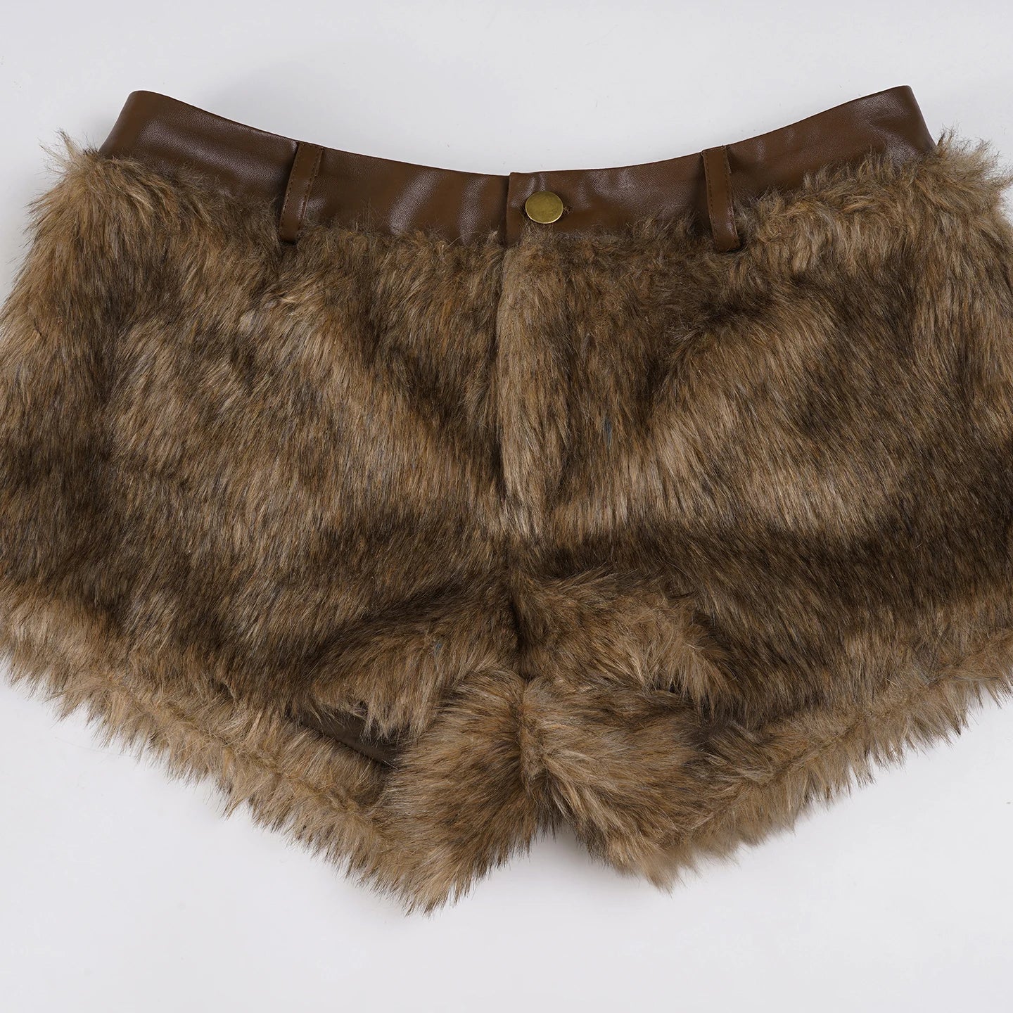 Y2K Grunge Faux Fur Mini Shorts