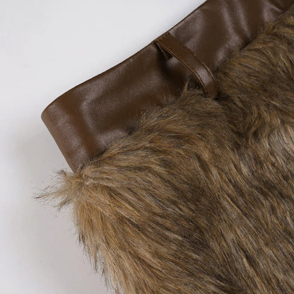 Y2K Grunge Faux Fur Mini Shorts