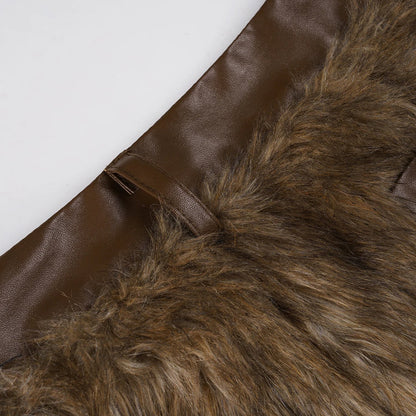 Y2K Grunge Faux Fur Mini Shorts