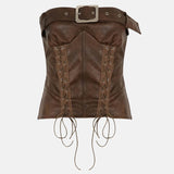 Grunge Faux Leather Corset Top
