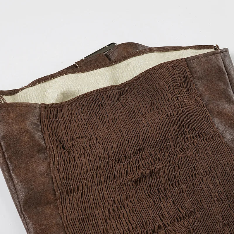 Y2K Grunge Faux Leather Corset Top