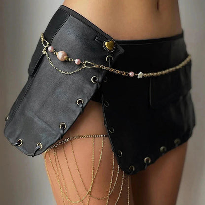 Grunge Faux Leather Mini Skirt