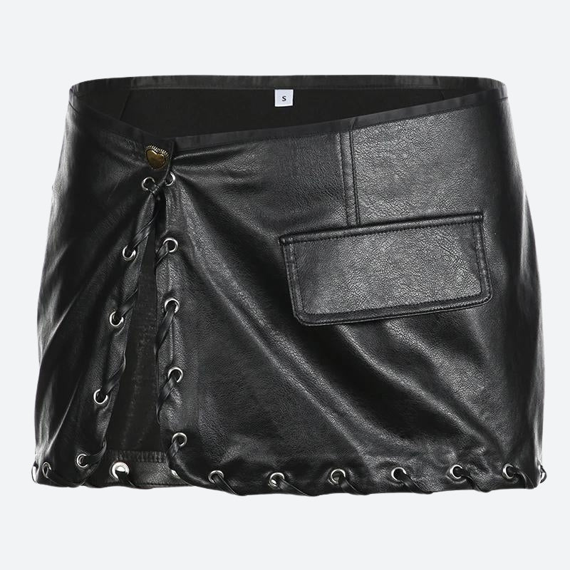 Grunge Faux Leather Mini Skirt