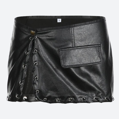 Grunge Faux Leather Mini Skirt