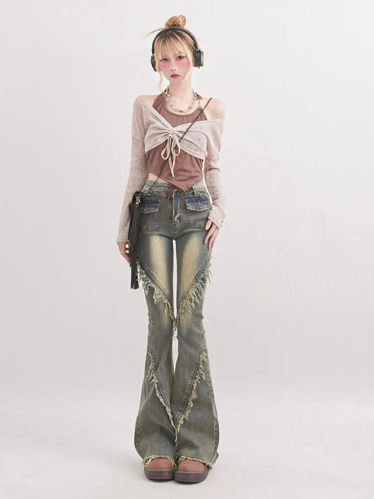 Y2K Grunge Flare Jeans