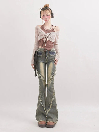 Y2K Grunge Flare Jeans