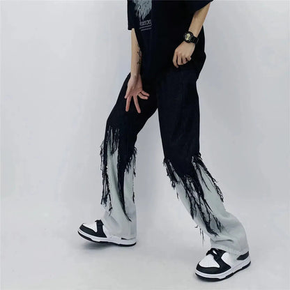 Y2K Grunge Fringed Jeans