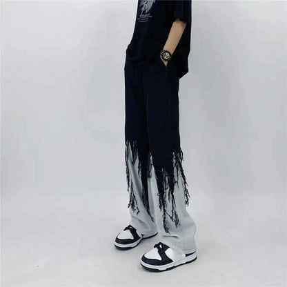 Y2K Grunge Fringed Jeans