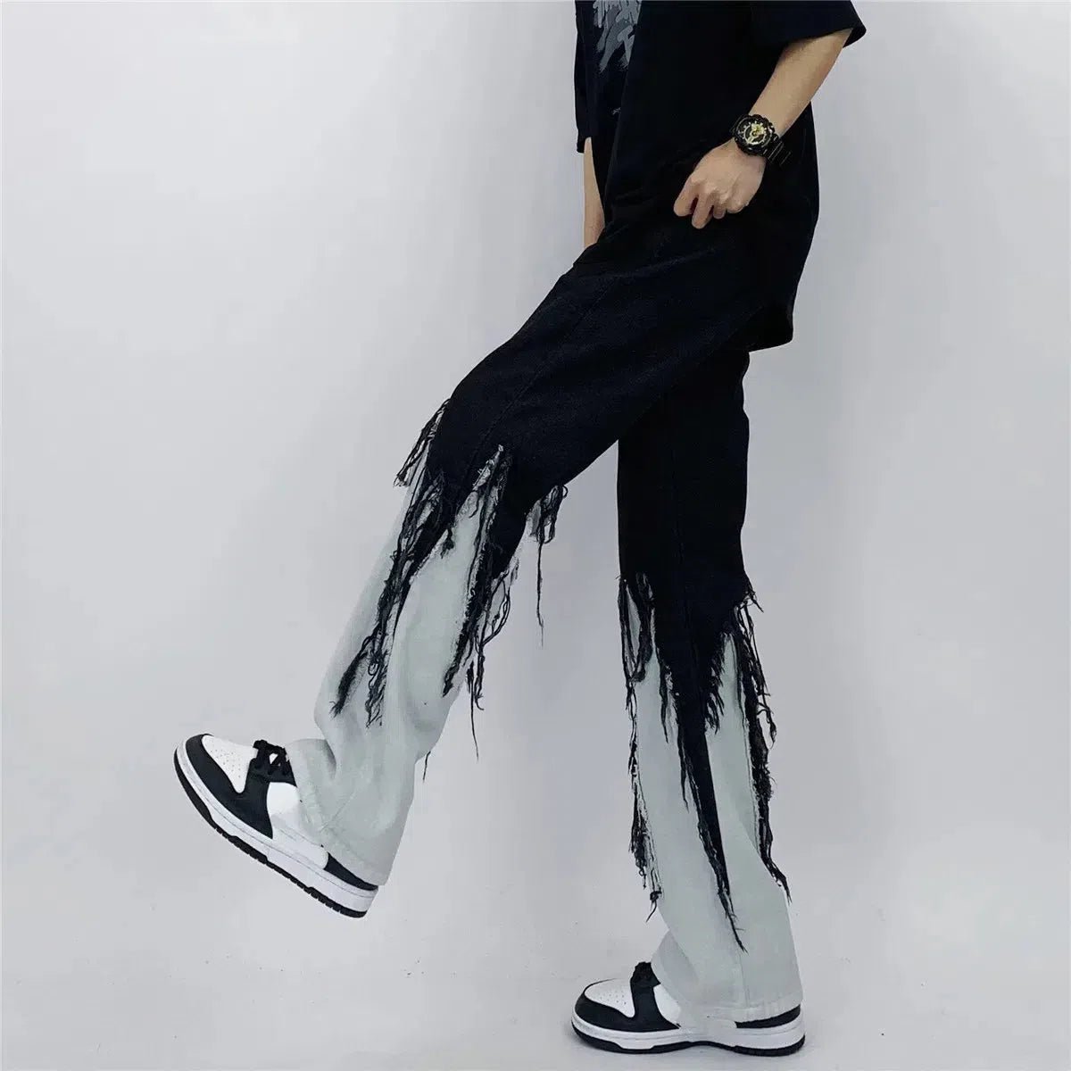 Y2K Grunge Fringed Jeans
