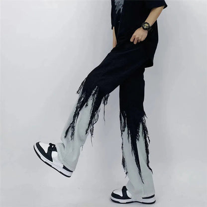 Y2K Grunge Fringed Jeans