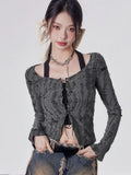 Grunge Lace-Up Layered Top