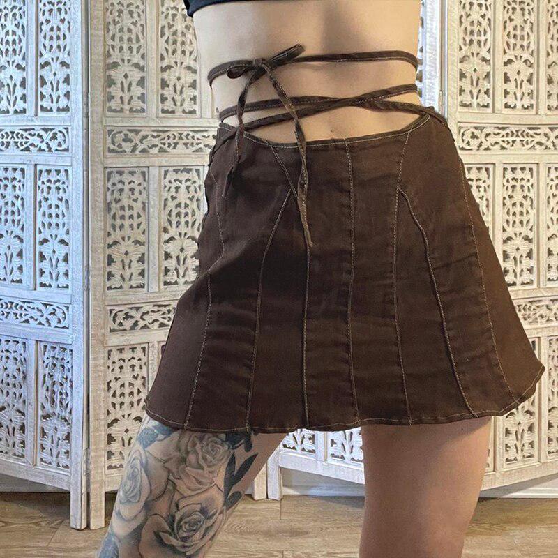 Y2K Grunge Lace Up Mini Skort