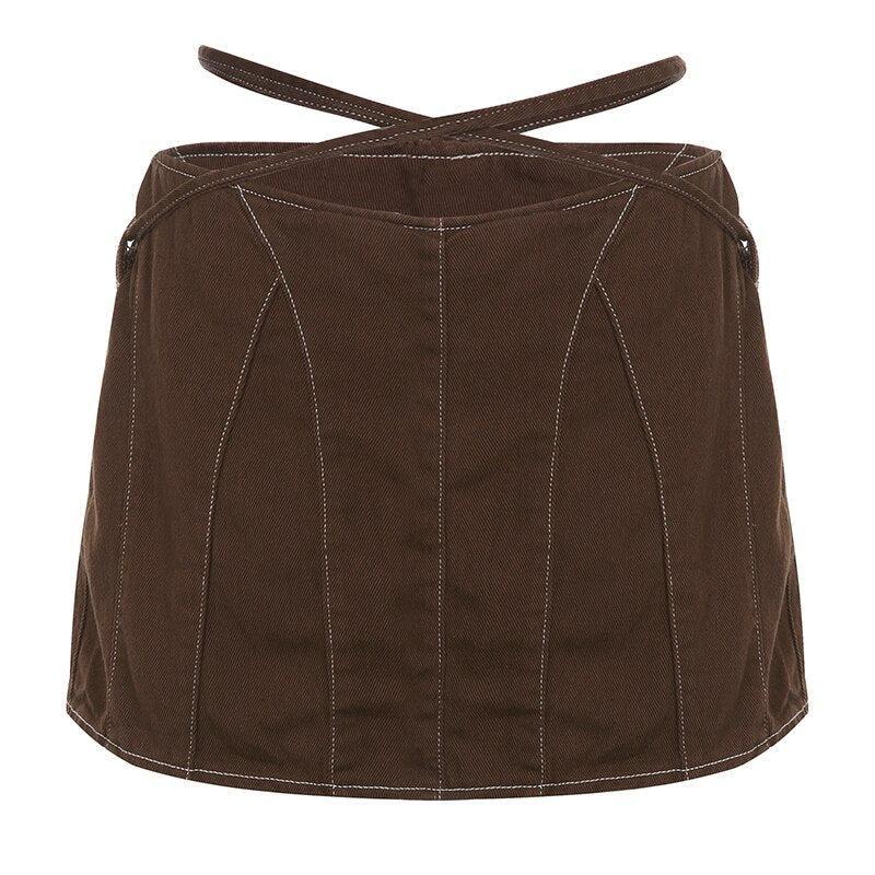 Y2K Grunge Lace Up Mini Skort