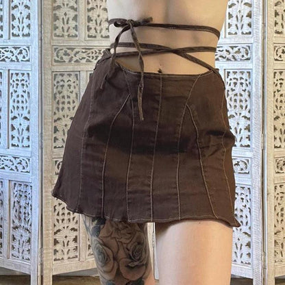 Y2K Grunge Lace Up Mini Skort